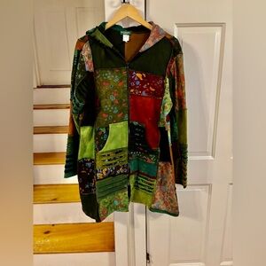 Kathmandu Multicolor Cotton Jacket, size L, patchwork, made in Nepal, BOHO,